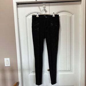 Elegant Black Checkered Skinny Pants